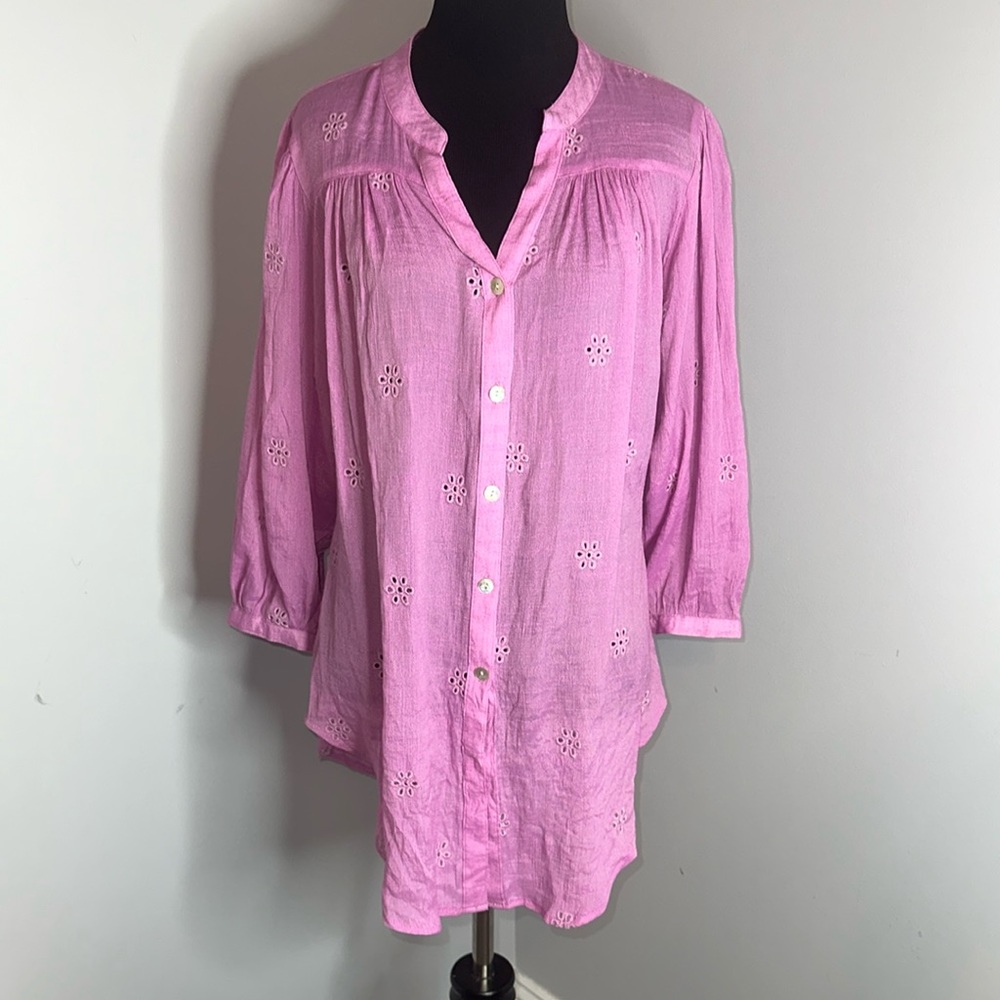 Fig And Flower Blouse 3/4 Sleeve Women’s LG